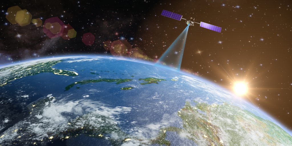 Mbryonics Announces the Creation of 125 jobs in Galway to Power ‘Internet in Space’ 1 satellite transmits signal earth against background sun 3d rendering elements this image furnished by nasa